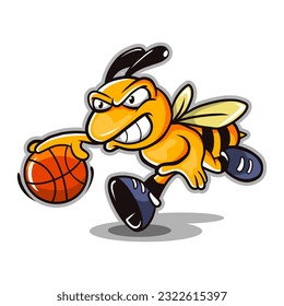 tira cómica de avispón de abejas lindas en baloncesto