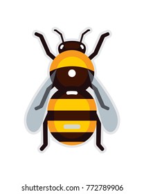 cute bee hornet wasp bumblebee in flat style vector illustration