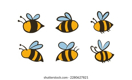 Dibujo del logotipo del icono de la abeja para productos de miel diseño de ilustración