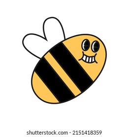 Cute bee icon. Logo concept. Simple design of a yellow and black bee isolated on a white background