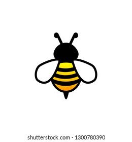 Bonito diseño simple de una abeja amarilla y negra en un fondo blanco