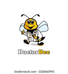 cute bee illustration. doctor bee vector illustration