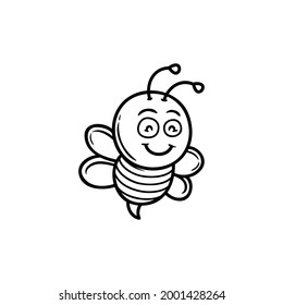 Cute Bee Illustration With Doodle Concept