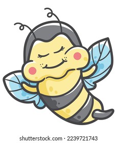 Cute bee illustration for flash card or book children story book. A Simple flat vector.