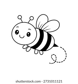 Niedliche Biene Illustration in einfachen Linien Kunst für Kinder Nutzung