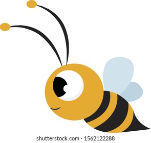 Cute bee, illustration, vector on white background.