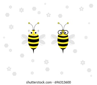 Cute bee - Illustration,Happy Bee Couple
Bee, Bumblebee, Animal, Hexagon Shape, Insect,flower