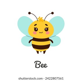 Cute bee insect, cartoon character vector illustration