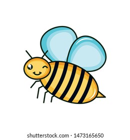 cute bee insect flying kawaii character