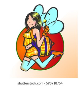 cute bee kawaii character