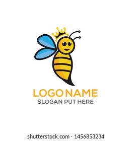 Cute bee logo design template