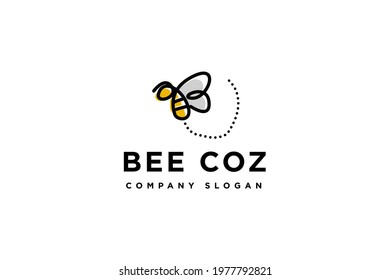 Cute Bee logo design vector illustration. cute bee suitable for business and honey farm company logos