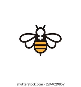 cute bee logo design vector sign