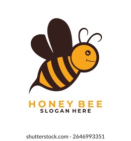 Cute Bee logo design vector template. Bee animal vector icon