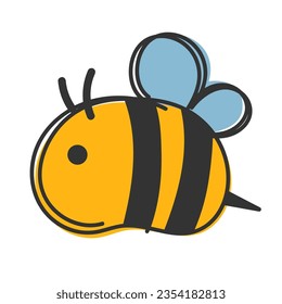 cute bee logo icon flat vector illustration abstract clipart isolated on white background