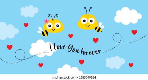 cute bee i love you forever happy valentine card