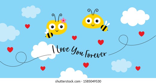 cute bee i love you forever happy valentine card
