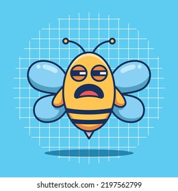 Mascota de abejas mate con la ilustración vectorial de expresiones molestas
