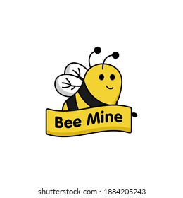 Cute bee mascot character in Valentine's Day