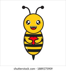 cute bee mascot with love vector design eps 10 on white background