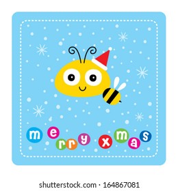 cute bee merry christmas card