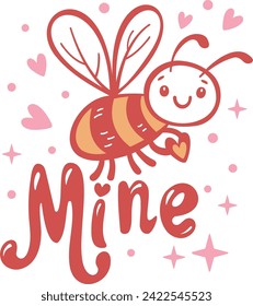 Cute Bee Mine Drawing, Kawaii Valentine 