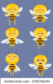 Cute bee multiple poses editable vector illustration