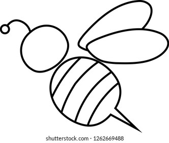 Red Cute Bee Outline Stock Vector (Royalty Free) 1262669527