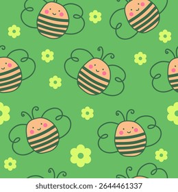 Cute bee pattern background vector design