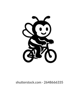 Cute bee riding a bicycle