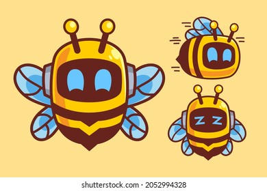 Cute Bee Robot Cartoon Character