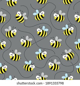 Cute bee seamless pattern. Good for textile print, wall paper wrapping paper, label, and other design.