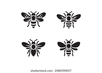 Cute Bee Silhouette Vector Art