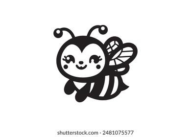 Cute Bee Silhouette Vector Art