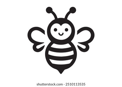 cute bee silhouette vector art illustration