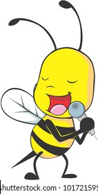 Cute Bee singing happily