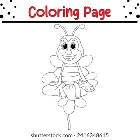 cute bee sitting sunflower Coloring page