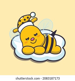 Cute bee sleep. Cute cartoon animal illustration.