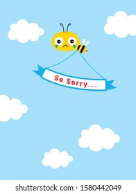 cute bee sorry card vector