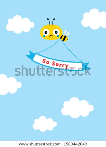 cute bee sorry card vector