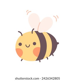 Cute bee. Spring character. Spring time. Vector illustration in flat style