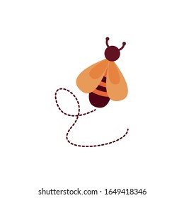cute bee spring flat style vector illustration design