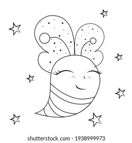 Cute bee with stars coloring book