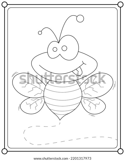 Cute Bee Suitable Childrens Coloring Page Stock Vector (Royalty Free