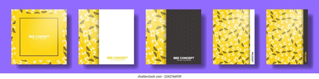 Plantillas de afiches con temas de Abejas. Abeja. Fondo de abeja. Minimalista. De moda. Ilustración vectorial. Editable con espacio de copia. Para carteles, tarjetas, portadas, volantes, folletos, documentos.