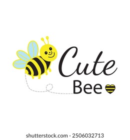Cute Bee Typography Design, Bee Clipart Design, Anthophila Outline, ‎Honey Bee Illustration, Cute Bee Graphics 
