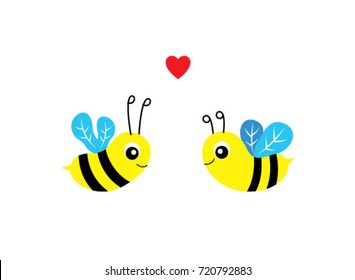 cute bee valentine greeting vector