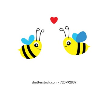 cute bee valentine greeting vector