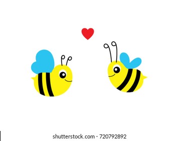 cute bee valentine greeting vector