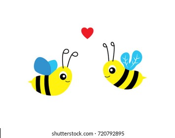 cute bee valentine greeting vector